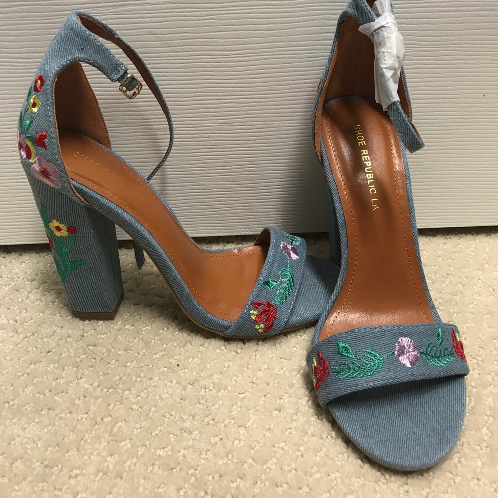 Brand new denim heels